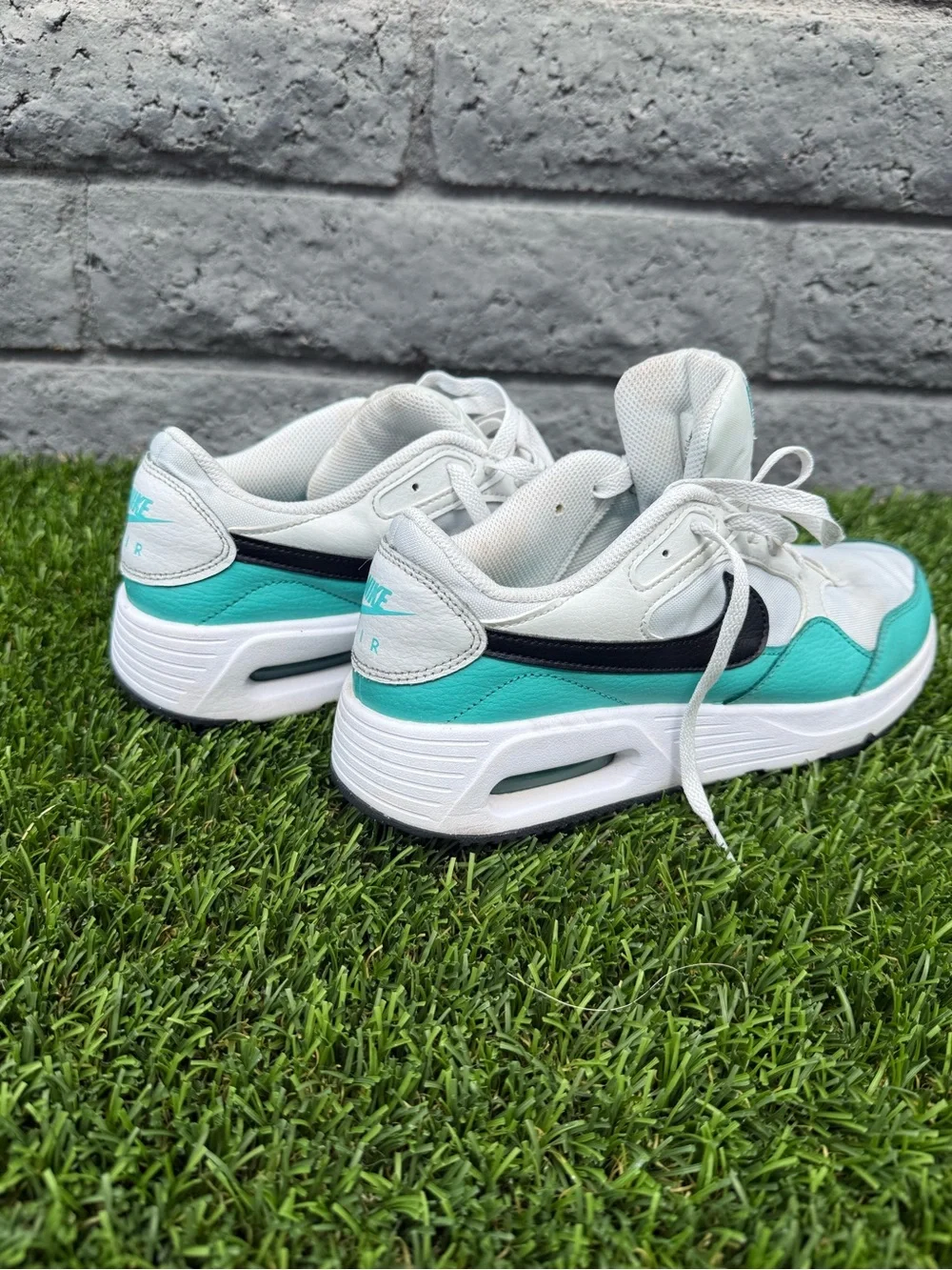 Nike Air Sneakers in White, Teal & Black